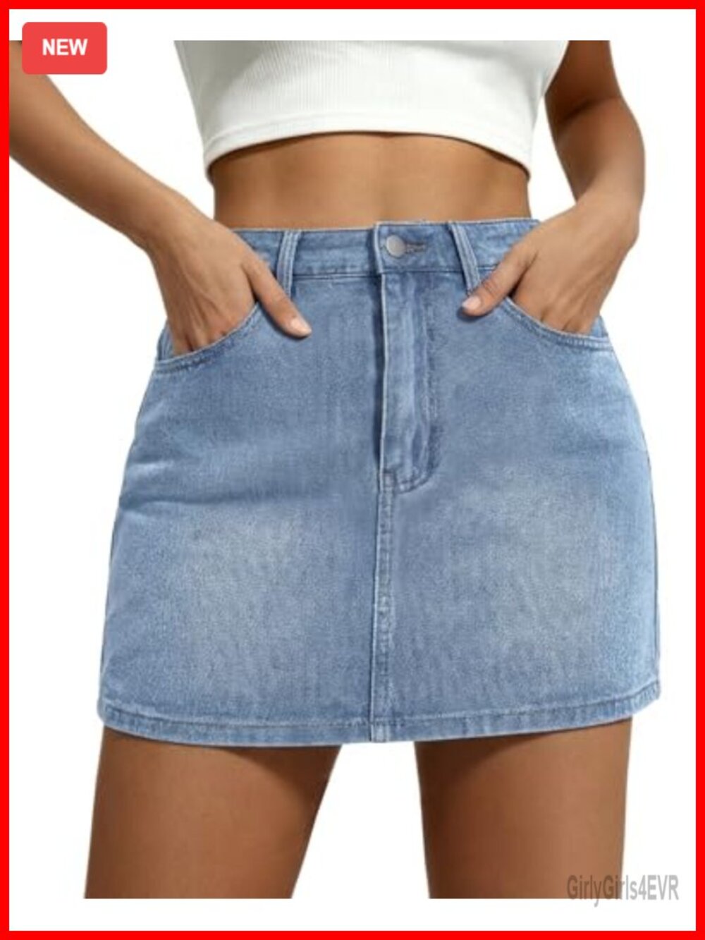 Women's Denim Mini Skirt Stretch Cotton Blend Zip Fly Casual Skort with Pockets